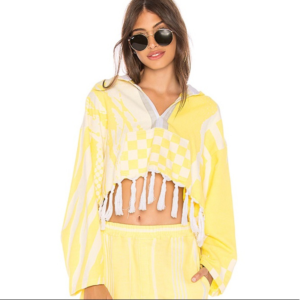 Paradised Cropped Baja Hoodie in Yellow